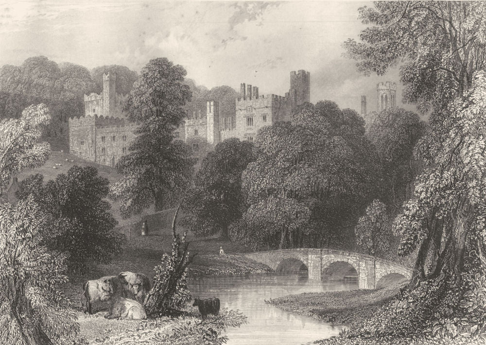DERBYSHIRE. Haddon Hall 1850 old antique vintage print picture